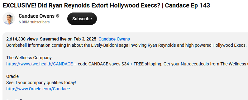 EsoShaggy's tweet photo. Candace Owens in 2025 took money from Larry Ellison, owner of Oracle, IDF mega donor and Benjamin Netanyahu's friend.

On 3 different occasions, Candace did Oracle ad reads. Candace swept the last ad read once she was called out.

Oracle deals are worth 100k+ to millions, so Candace was making a lot of money off of these. There's no proof Candace returned the money.

Candace's house slave Ian Carroll swept this up saying Candace only did this once and she stopped. That was a lie.

She did it 3 times, and you generally get money per ad read. That's how Youtube sponsors work particularly when you have multiple. Ian the imbecile knows this.

Candace later denounced Oracle as being an Israeli cutout saykng Larry Ellison was an "agent of Israel". So by her own admission, she took money from Israel. 

Candace attacked Bari Weiss for taking money from Larry Ellison as she did. Candace is very flagrant thinking she can complain about getting money from Larry Ellison.

The idea that true crime detective extraordinaire Candace who's trying to lead the Charlie Kirk investigation to expose Israel's role in it doesn't know about the 7th richest man in the world and the richest Zionist says it all.

This raises many questions: why hasn't Candace ever address this? Why is it ok for a supposed anti-Zionist to promote a zionist product? Why was it Ian's job to clean up her mess and lie?

Most importantly, what else has Candace Owens cut from her shows and removed without ever getting into?
Candace fully removed the episode on Rumble, episode 167 is missing. On youtube it cuts the part. Where's the accountability?

Where's the apology? Where's the transparency? Where's donating the money to Palestine or any other cause if she actually cares? Candace betrayed all her values and has never addressed it.

Taking oracle money in 2025 isnt an oopsie Candace knew better and thought she could get away with it. Are we expected to believe Candace doesn't look at the sponsors she gets?

Turns out the one collecting $7000 is Candace Amber Owens.

Candace was taking big money from a CIA contractor. Candace is the real fedslop. 

Obviously Candace will lie and say she never got money, but the deal was across 2 months before she stopped. Stopping a deal doesnt mean you didn't get paid for prior ad reads or affiliate link commissions.