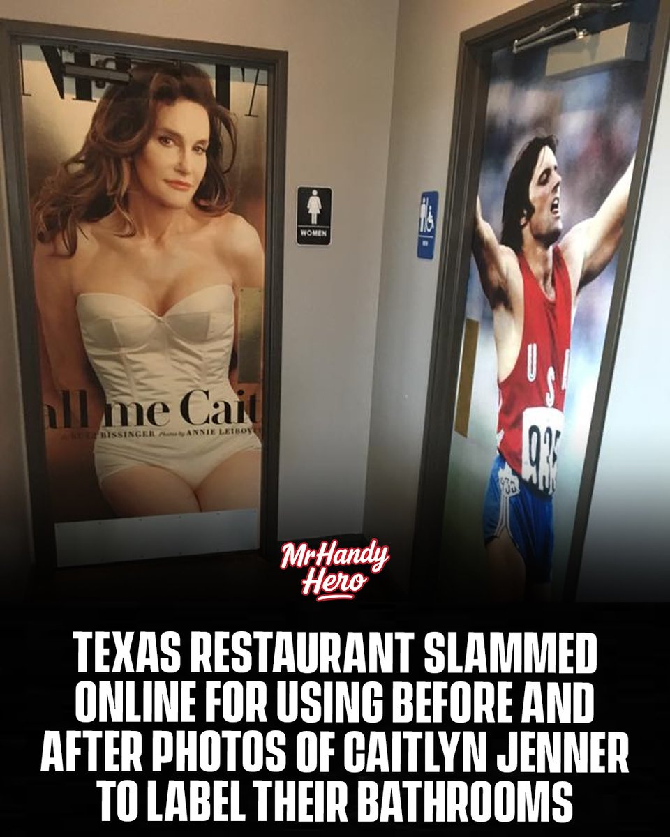 benjaminleeu6qq's tweet photo. A Texas restaurant is facing backlash for labeling its bathrooms with “before” and “after” photos of Caitlyn Jenner. Critics called it a transphobic joke that turned her gender transition into entertainment, reigniting debate over how businesses https://t.co/5nFtFEy6eO
