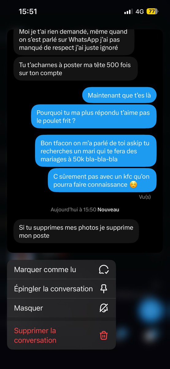 aqer3inbxl's tweet photo. Bon INÈS on fait la paix je le dis en public pour que tout le monde voit Prcq elle menvoi et elle supprime a chaque fois ses dm ☺️☺️ INÈS JE FAIS UNE VIDÉO DEXCUSE ET JE SUPPRIME TOUT SI TACCEPTE NOTRE DATE AU KFC ☺️☺️@KFCFrance https://t.co/dav38qUgGt