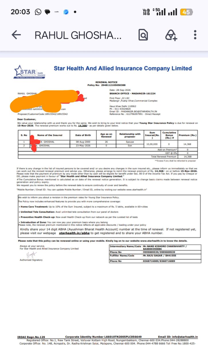 GhoshalDa's tweet photo. @star_orm 1. I've been a @StarHealthIns customer since 2020. On 6 Sept 2026 I asked them to add my newborn to my policy. A simple request that should have been easy. #irdaindia https://t.co/TAEbtbk0HP