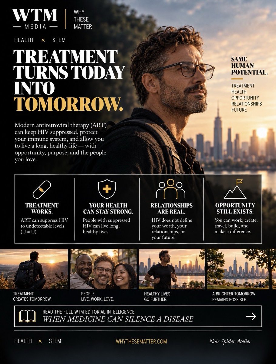 whythesematter's tweet photo. HIV medicine transformed survival into long, healthy lives. Now science is asking a deeper question: can the virus be kept durably silent?

Read the full WTM Editorial Intelligence: When Medicine Can Silence a Disease.

https://t.co/RLPuUOm8da https://t.co/vqv6MQeUT7