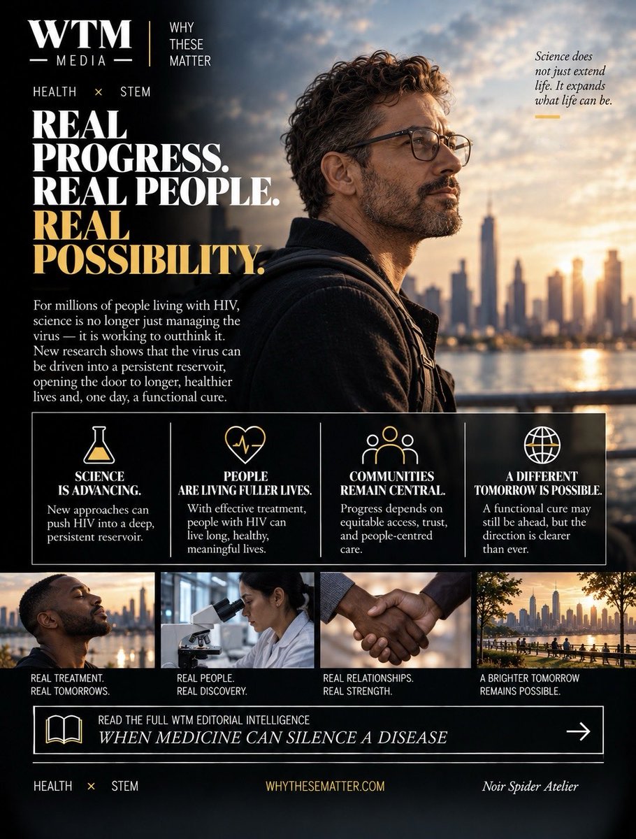 whythesematter's tweet photo. HIV medicine transformed survival into long, healthy lives. Now science is asking a deeper question: can the virus be kept durably silent?

Read the full WTM Editorial Intelligence: When Medicine Can Silence a Disease.

https://t.co/RLPuUOm8da https://t.co/vqv6MQeUT7