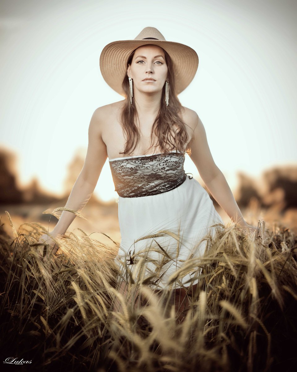 averyroberts6dv's tweet photo. The wild beauty of the evening sun: a hat shading the eyes, hands brushing against ripe ears of grain. https://t.co/KIcvWFND7V
