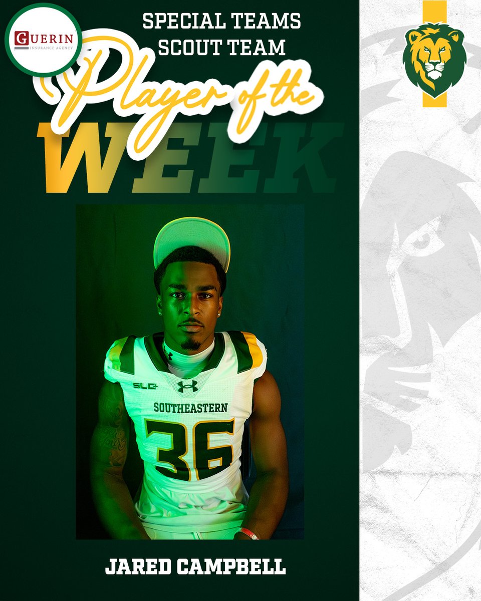 LionUpFootball's tweet photo. Congratulations to this week's Guerin Insurance @LionUpFootball Scout Team Players of the Week Jared Campbell, AD Washington and Dylan Shelmire, as well as Academic Lion of the Week Kyree Paul!

#LionUp | #SpotTheBall https://t.co/wvmFBZLynj