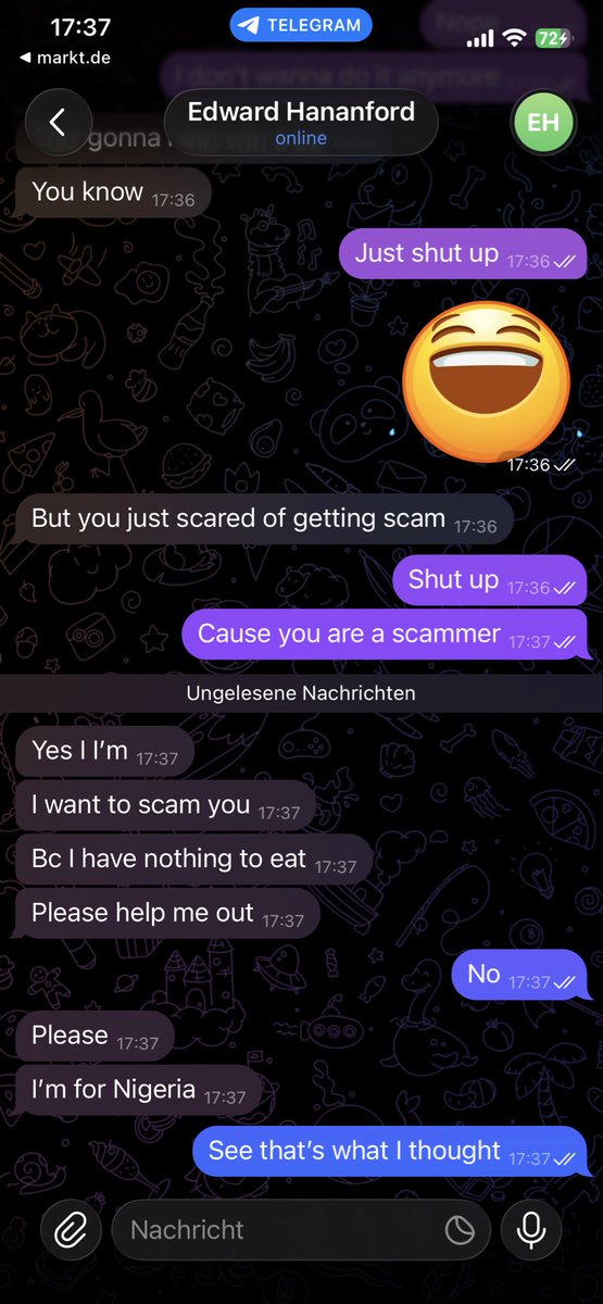 AlphaHHmo's tweet photo. HES SCAMMER don’t trust that one!! He’s scamming you and want you to pay your fee so he can send you money which isn’t right and later on he told me by himself that he’s a scammer, cause I pushed him https://t.co/DdQsgkXSI9