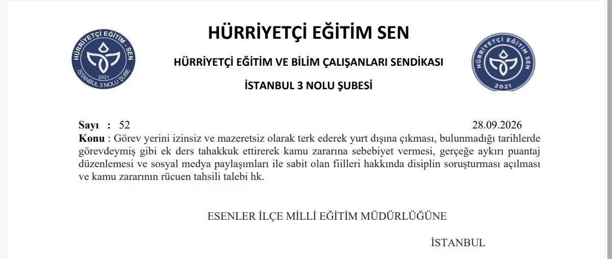 Sendikadan Resmi Başvuru: Okul Müdürü Yurtdışındayken Kendine ek Ders Yazdı