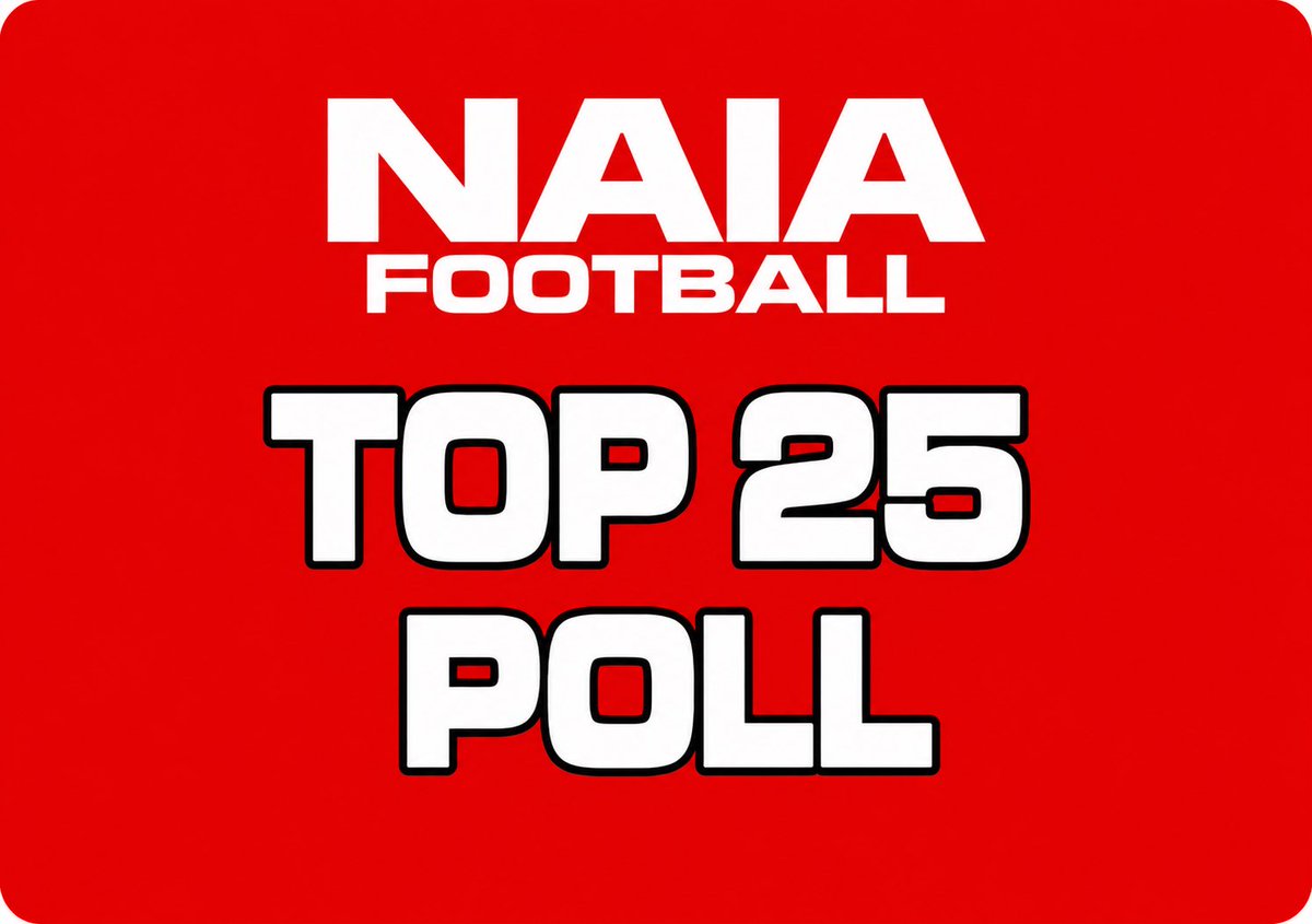 FCS_247's tweet photo. NAIA Top 25 (WK 5)

1. Idaho Yotes
2. Keiser
3. Benedictine
4. IN Wesleyan
5. GVU
6. Morningside
7. MT Tech
8. St. Thomas (FL)
9. Friends
10. Campbellsville (KY)
11. Southeastern (FL)
12. Marian—IN
13. Lindsey Wilson
14. McPherson
15. Olivet Nazarene
16. Midland
17. LA Christian https://t.co/FexBAPnGf8