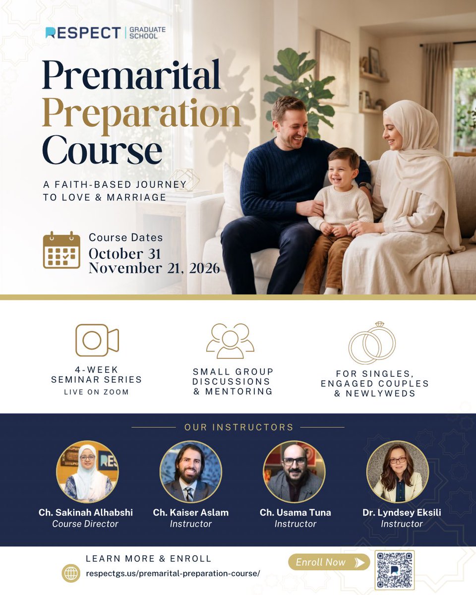 RespectGS's tweet photo. Marriage isn’t just a milestone  it’s a journey that begins with intention. Premarital Preparation Course is a faith-based educational program designed for singles, engaged couples, and newlyweds to explore love, marriage, and lifelong partnership through the lens of Islamic guidance, spiritual reflection, and practical relationship tools. 

Enroll now: https://t.co/doU9Tyksdy