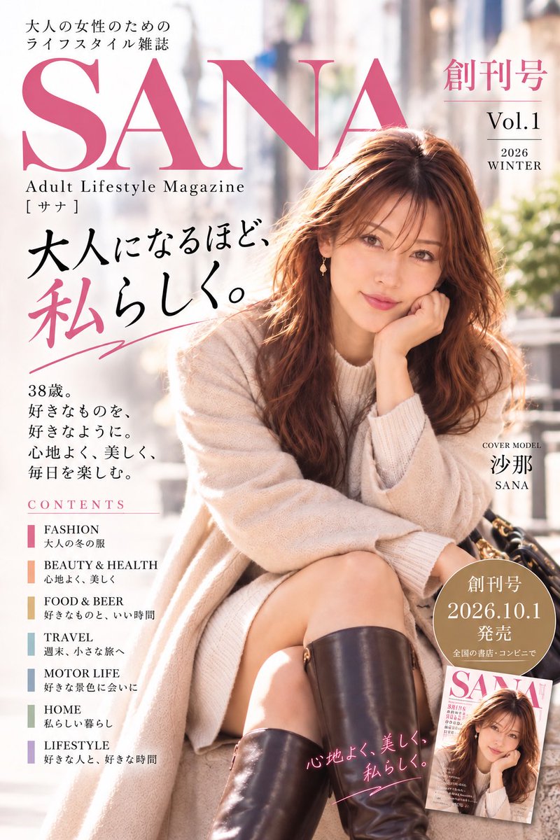 kobatch1018's tweet photo. ❄️ SANA 2026 WINTER
「大人になるほど、私らしく。」

創刊号、公開しました。
沙那の世界を、ぜひ覗いてみてください。😊

#SANA2026WINTER #SANA #大人女子 #AI創作 https://t.co/7d4cPv9i5M