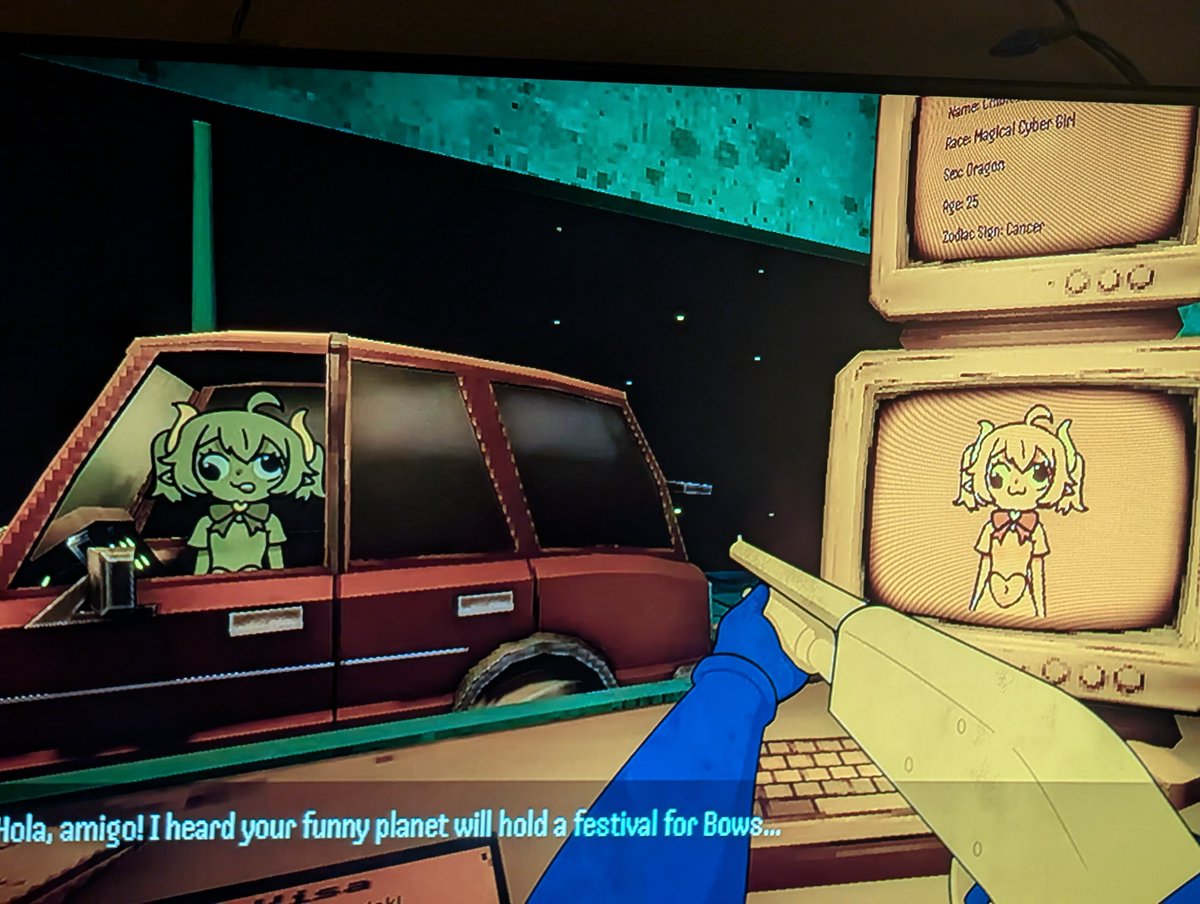 Yaakov416's tweet photo. Not sure if you know of the game or not. It's called xenofeels and I'm watching someone play a demo of it from 2 months ago but I couldn't help but notice a familiar little gremlin show up trying to pass border inspection. Where you doing some intergalactic travel?
@chibidoki https://t.co/p4KOhRFCcj