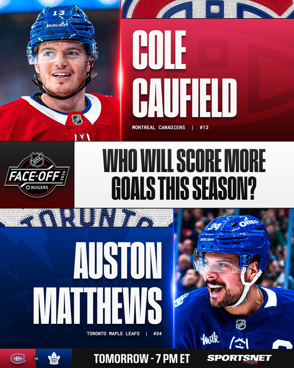 Who finds the back of the net more this season? 🎯 #NHLFaceOff

📺: Watch the @​CanadiensMTL vs. @​MapleLeafs TOMORROW at 7 PM ET on @​Sportsnet! 
 [📷](https:/