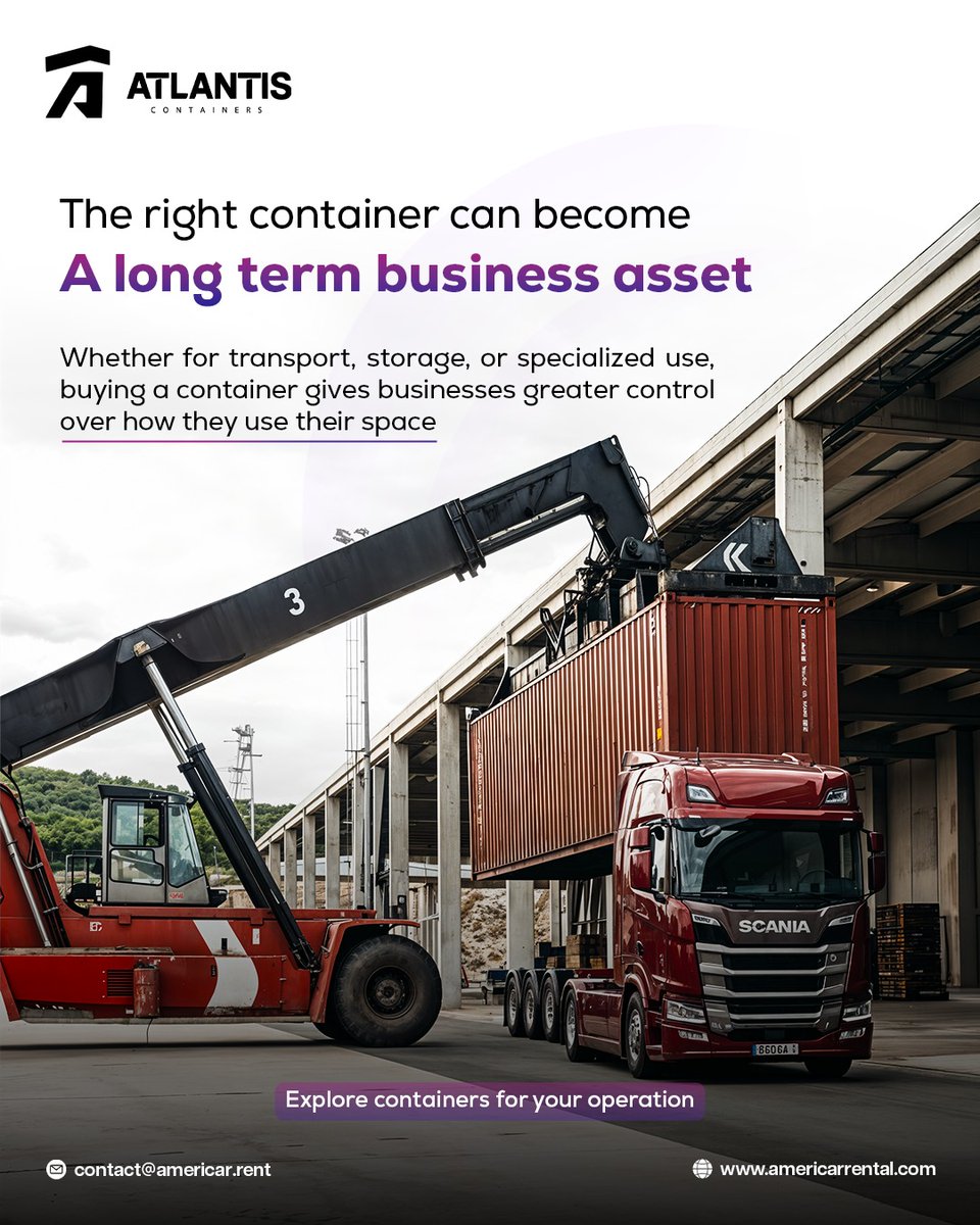 AtlantisCargo's tweet photo. More space. Better organization. Smoother operations. 📦

Find container solutions designed around your business needs.

📞 [Phone Number]
🌐 https://t.co/glmmUSx0Hf
#AtlantisContainers #Logistics #Containers #SupplyChain https://t.co/zqsdDb7Xmi
