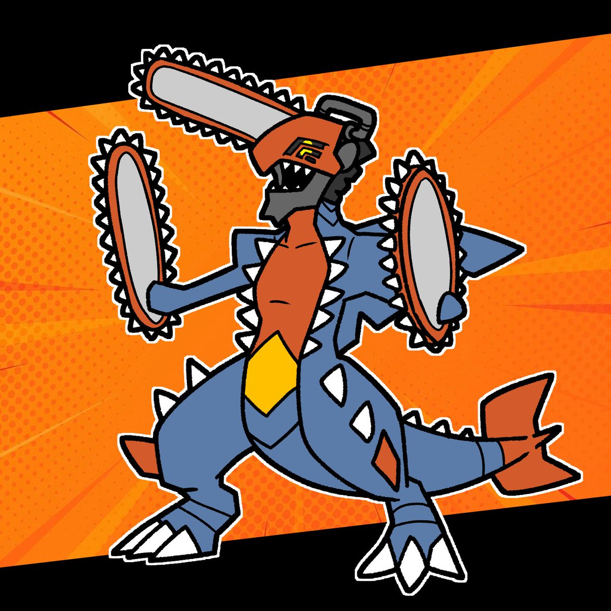 PokeRoyVGC's tweet photo. In many ways Mega Garchomp Z looks more like my "Chainsaw Mon" than the original ever did haha https://t.co/wUhvG4wzKj