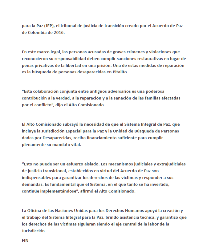 ONUHumanRights's tweet photo. 🔵#Comunicado “Las medidas restaurativas sin precedentes en Colombia, relacionadas con el conflicto, que ya están en marcha, son un logro mundial para la justicia transicional”, dijo hoy el Alto Comisionado de la ONU para los Derechos Humanos, @volker_turk 
Lee su pronunciamiento completo 👇👇
https://t.co/L23afqAzQo
@JEP_Colombia 
@UBPDcolombia