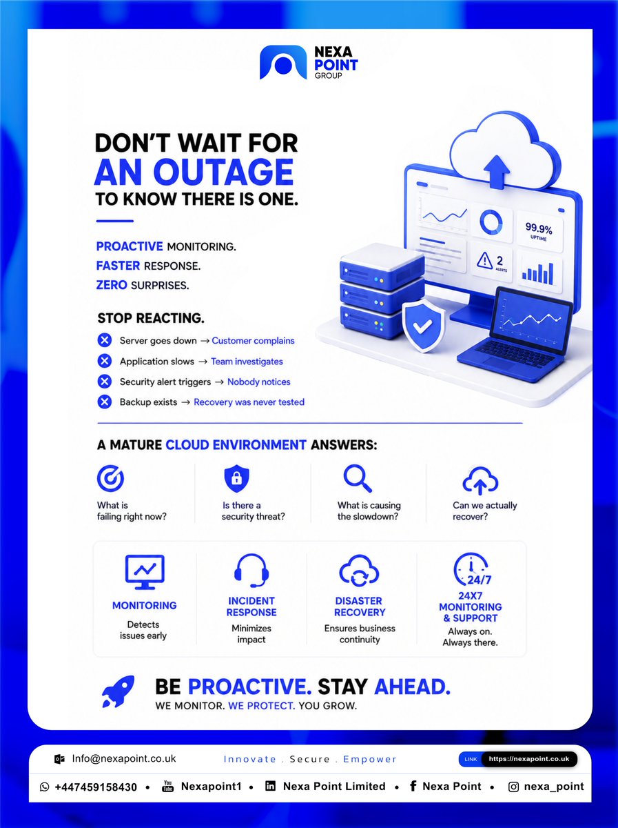 Beejayroyal1's tweet photo. @nosafk Nexa Point Group @Nexapoint_ helps businesses reduce IT downtime, strengthen cybersecurity and work smarter through managed IT support, cloud solutions and AI automation.

If technology is slowing your business down, let’s fix it.
 DM us for a consultation. https://t.co/qKlatyKE2M