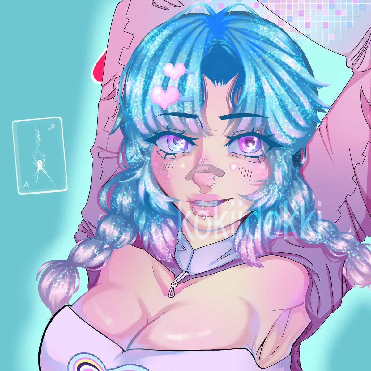 crypticbwitz's tweet photo. i found this ad and i really wanted to draw it!! lmk how u like it :) 

posted to my art account! @/kokiidokki on insta.

i didnt even try to draw the headphones…too hard… https://t.co/QFaSuxwLZw