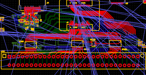 Jun68060's tweet photo. #FC互換機を作ろう

基板レイアウト継続中。ひとまずカートリッジコネクタに繋がるCPU/PPUバスを結線。本数は多いけど、特に気を付ける信号は無いのでガシガシ引けるので楽。
FPGA側のピン入れ替えも自由度が高いので、信号がクロスすることなく平行に引き回せる。

そろそろ、電源周りを引き始めるか...