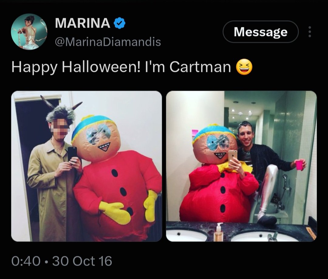 venusflybela's tweet photo. the way this is literally marina fighting a rando before a halloween party in 2016 😭😭😭 https://t.co/xcIRs67m3s