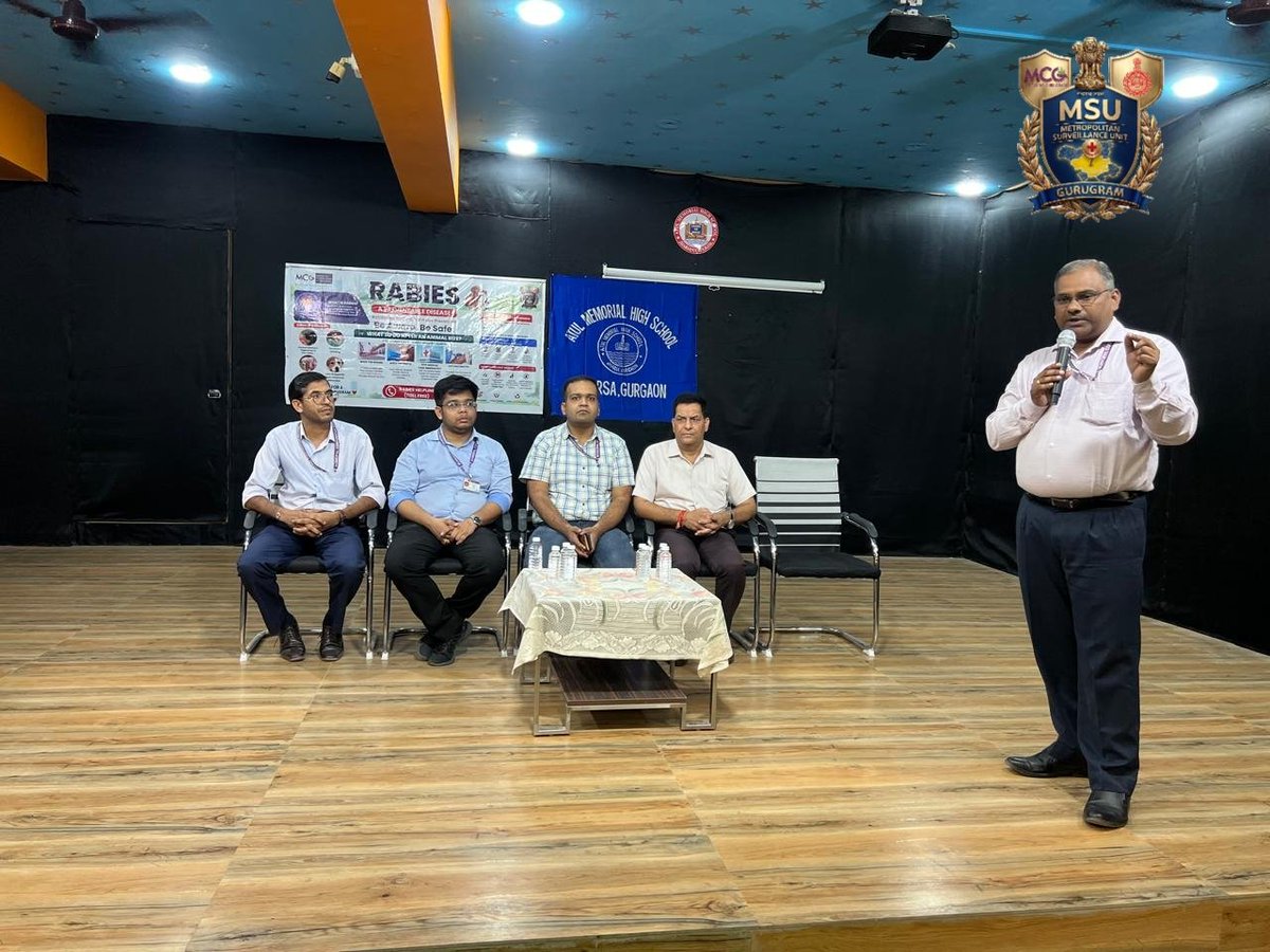 gurugrammsu's tweet photo. Raising awareness, saving lives! 

On World Rabies Day, MSU, MCG conducted an awareness programme at Atul Memorial High School, Sector 39, Gurugram, educating around 120 students on Rabies, Dengue, Malaria and preventive practices.

@MunCorpGurugram @NCDCMoHFW https://t.co/uvyprRjVpq