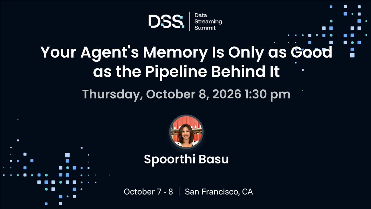 apache_pulsar's tweet photo. Your agent won’t crash on bad memory. It’ll answer confidently.
At #DSS2026, Spoorthi Basu from @Genesys will show how CDC pipelines can silently corrupt downstream context — even when exactly-once holds and every metric is green.
Real Flink CDC bugs. Real failure modes. Concrete checks.
Don't miss out!
👉: https://t.co/bpL4zemSOy

#DSS #ApacheFlink #CDC #Kafka #Iceberg #AgentInfrastructure #DataEngineering
