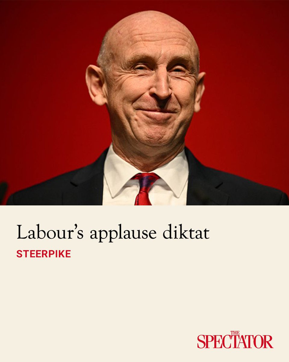 spectator's tweet photo. You know things are going well at a party conference when you have to order your members to clap.

In Liverpool today, a diktat went out to applaud at the mention of welfare in Chancellor John Healey's speech. A member of Labour's ruling body, Abdi Duale, gave the instructions in a leaked message: 'Chancellor is going to mention welfare in his speech, clap as hard as you can.'

Unfortunately for Duale, he sent this to a WhatsApp group which included several political journalists.

✍️ Steerpike

Article | https://t.co/SffLxvwwoQ | @MrSteerpike