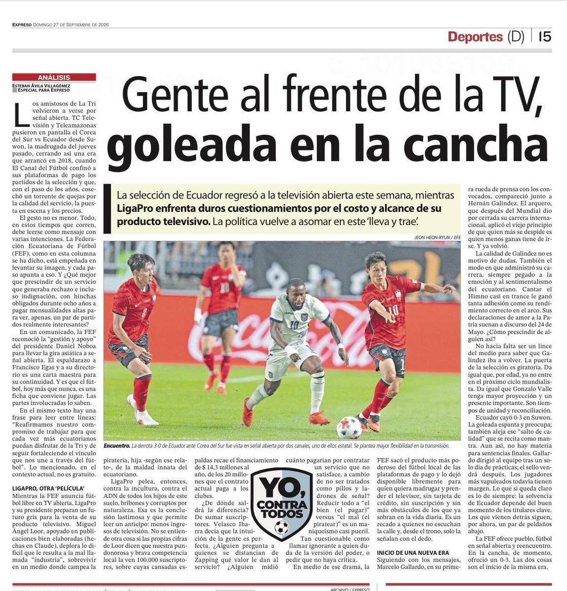 estebanavila's tweet photo. Análisis en Expreso/Extra: La FEF sacó los partidos de La Tri de la señal pagada y dio así un golpe fuerte al demostrar que el producto más fuerte del fútbol nacional puede estar al acceso libre del aficionado. Mientras, en la cancha, todo está aún muy verde y no se puede ser terminante.