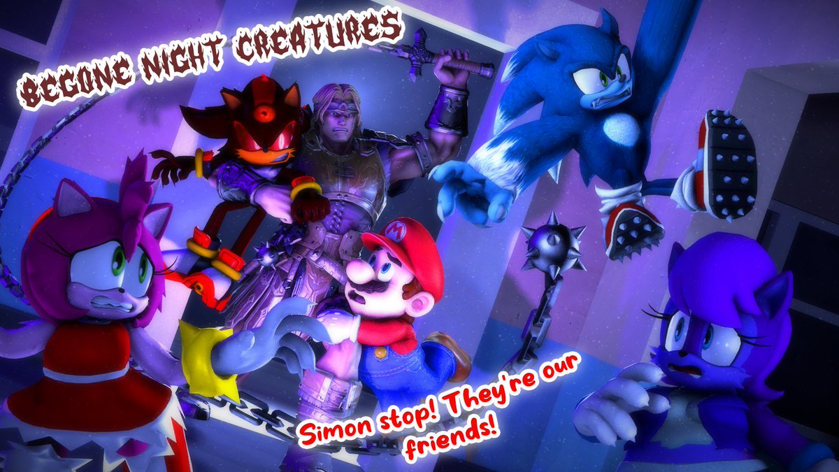 adampixelrush's tweet photo. "Sonic invited Mario and Simon to a party for Halloween Night. Unfortunately, Sonic and his friends were werewolves again."

“What a horrible night to have a curse.”

- Commission for @MrkWzrd24

Also I guess #WereMonth is here. https://t.co/CgbgDz6wAC