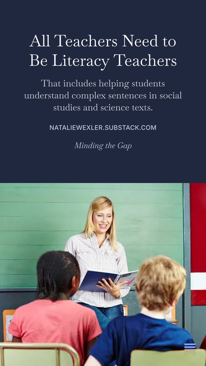 natwexler's tweet photo. Literacy is too complex &amp; too important to be left to ELA teachers alone.

We need an all hands on deck effort--including in math.

More in my new post:

https://t.co/ndtJPJDnDW https://t.co/WsGmGJ2qYR
