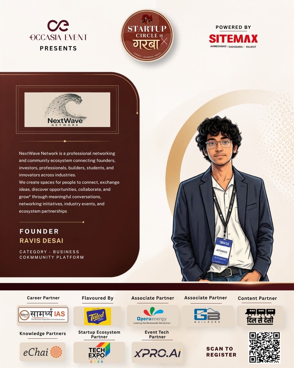 NextWaveFi's tweet photo. 🤝 Excited to see NextWave Network × Startup Circle Garba come together!

Looking forward to connecting with founders, entrepreneurs &amp; professionals and creating meaningful opportunities. 🌊🚀

#NextWaveNetwork #StartupCircleGarba #Networking https://t.co/b7HOtGCyre