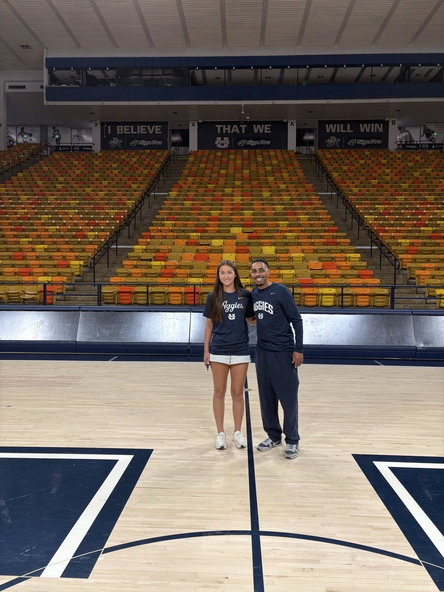 AvaSigurdsson's tweet photo. Really enjoyed my unofficial visit to Utah State! 💙🏀 @USUWBasketball 

Grateful for the opportunity to spend time with the coaches, see campus, and get a feel for the program. Thankful for the D1 offer and excited to keep building this relationship!

#Pac12 #notcommitted #2029WBB #UtahState #Aggies #CollegeBasketball