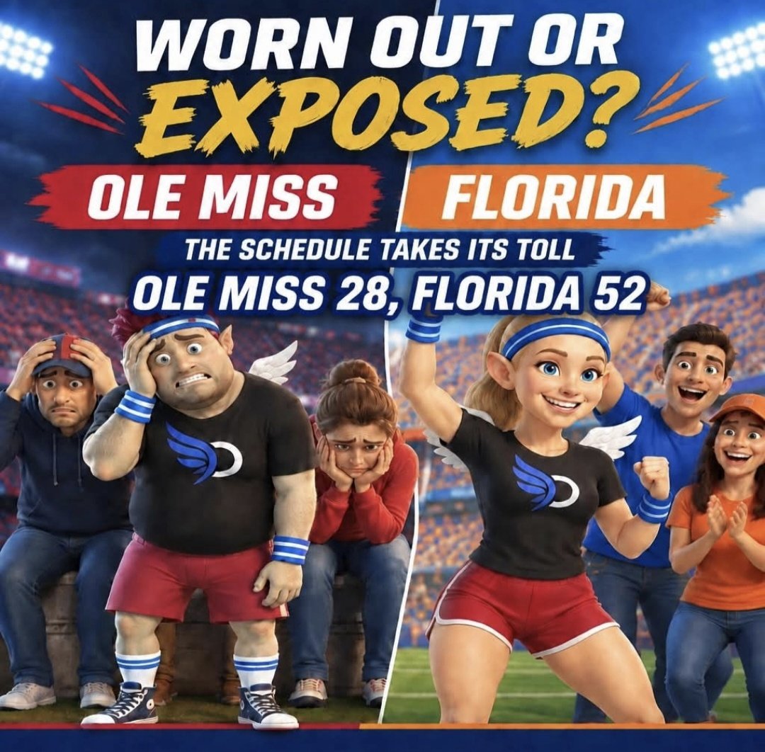 mydraftsy's tweet photo. Ole Miss was crushed by Florida. Were they worn out by the difficult opening stretch schedule with wins over LSU and Louisville? Or are there other concerns? How high can Florida climb? Every game matters. Draft teams, not players. #Draftsy #CollegeFootball #CFB #OleMiss #Florida https://t.co/lA7VNqBbrd