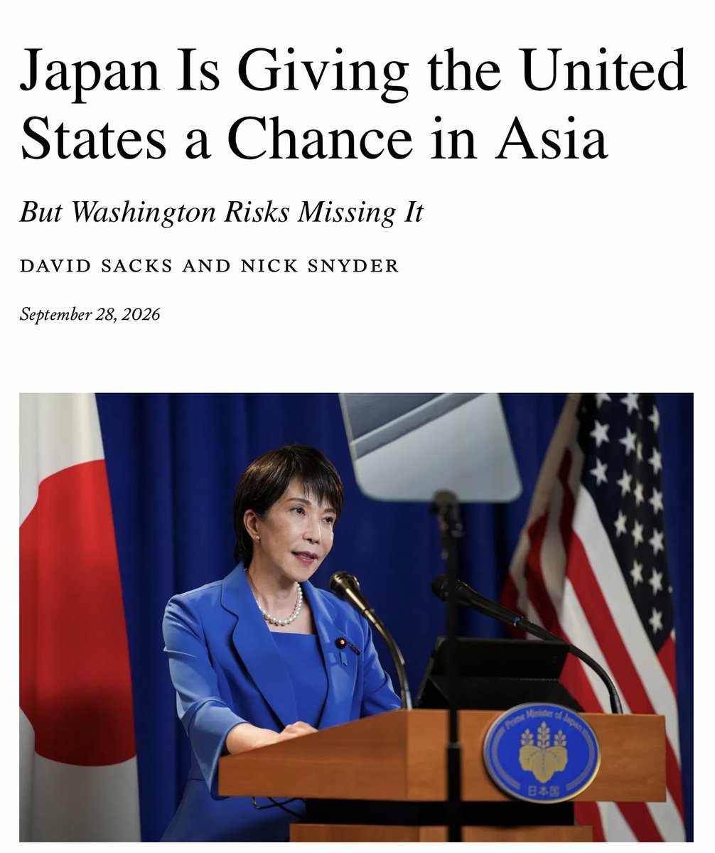 HudsonInstitute's tweet photo. Since WWII, Japan has been constitutionally bound to pacifism.

But Tokyo has recently doubled its defense budget, signed agreements that allow it to deploy its military overseas, and lifted its prohibition on exporting weapons.

Japan's strategy benefits the US, increasing the durability of American power in the Indo-Pacific.

The United States should help Tokyo accelerate these reforms because a stronger Japan that is closely linked with other US allies and partners in the region is essential to deterring China, @njcsnyder and @DavidSacks write.

Read in @ForeignAffairs: https://t.co/d9eOsZi8i6