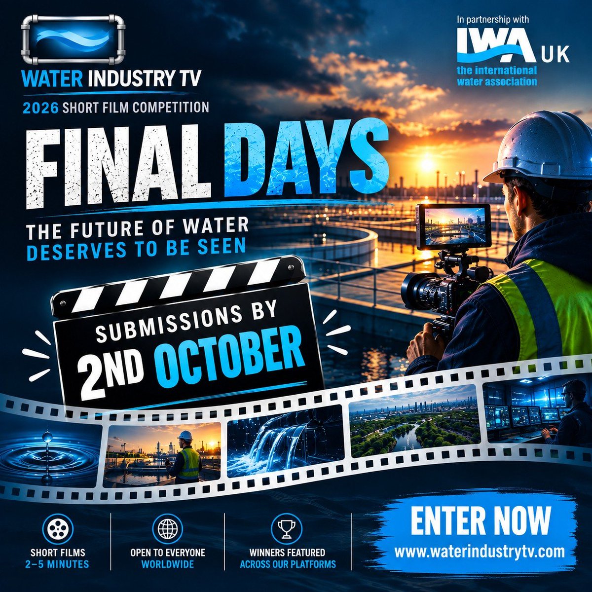 EnebioUK's tweet photo. Final days for the short film competition ahead of the Glasgow IWA World Congress #iwa #witv #weftec #iwawwc https://t.co/u2gnyvDXaA https://t.co/ZEX6BLpgZi