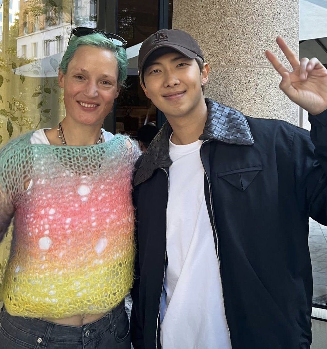 knjpagee's tweet photo. Vicky Krieps a German actress sheard pic with namjoon. She captioned it as: "one year ago today". https://t.co/hhtwelYFSt