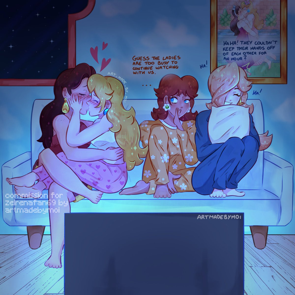 artmadebymoi's tweet photo. sleepover with the mario girls 📺💞
- commission for @zelrenafan69 !

#peachline #daisalina #princesspeach #pauline #princessdaisy #rosalina 🍑🍒 https://t.co/8l5I0hM27P