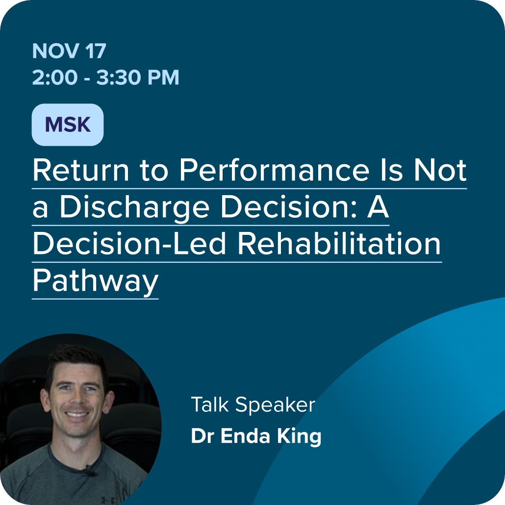 basem_uk's tweet photo. Return to performance isnβt a decision made at the end of rehab.
@enda_king explores a decision-led pathway from assessment β intervention β exposure β reassessment at #BASEMConference.
Part of Return to Performance 2030.
Explore the talk π
https://t.co/AlMCbbG75f https://t.co/YMveJ3msK0