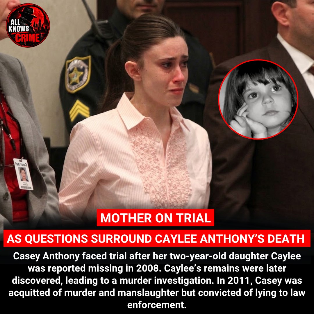 AllKnowsCrime's tweet photo. The Caylee Anthony Case: 31 Days Before Anyone Called Police

In July 2008, Cindy Anthony reported her 2-year-old granddaughter, Caylee, missing after she had been gone for 31 days. Casey Anthony initially claimed a nanny had taken her, but investigators found the story was fabricated. In December, Caylee’s remains were discovered near the family’s Orlando home. Casey was later charged with homicide and other felonies, with prosecutors relying largely on circumstantial and forensic evidence.