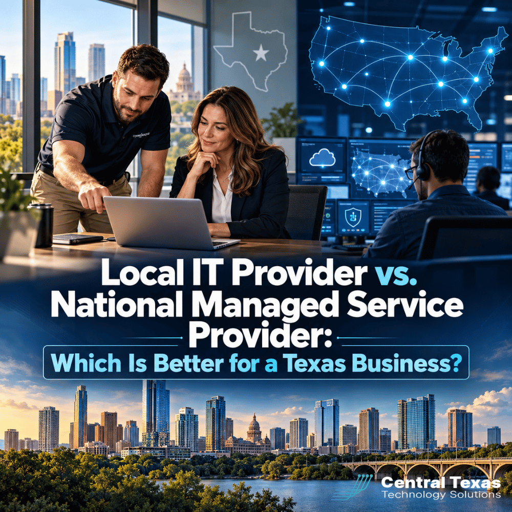 CTTSonline's tweet photo. Local IT provider or national MSP? 💻 National firms may offer scale and broad coverage. Local providers can offer accountability, onsite support, and closer relationships.

https://t.co/EY3YEokP1g

#ManagedIT #CTTSonline #AustinTX #RoundRockTX https://t.co/IMZEwWVpg0