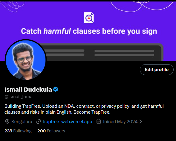 ismail_inma's tweet photo. 200 like minded legends🔥

If you're a,

Indie Hacker
Solo Dev
Building in Public

Let's connect 👋 https://t.co/kG0d8afiBo