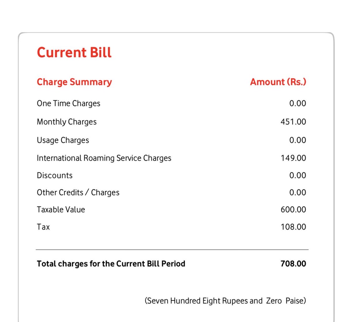 Prateekash's tweet photo. @ViCustomerCare why i have been charged with the international roaming charges in Singapore 🇸🇬 ?? Current promotions says there will be no international charges?
Kindly remove this forever from my bill. @iamsrk #vodaphone #vi https://t.co/dLacTV87tp