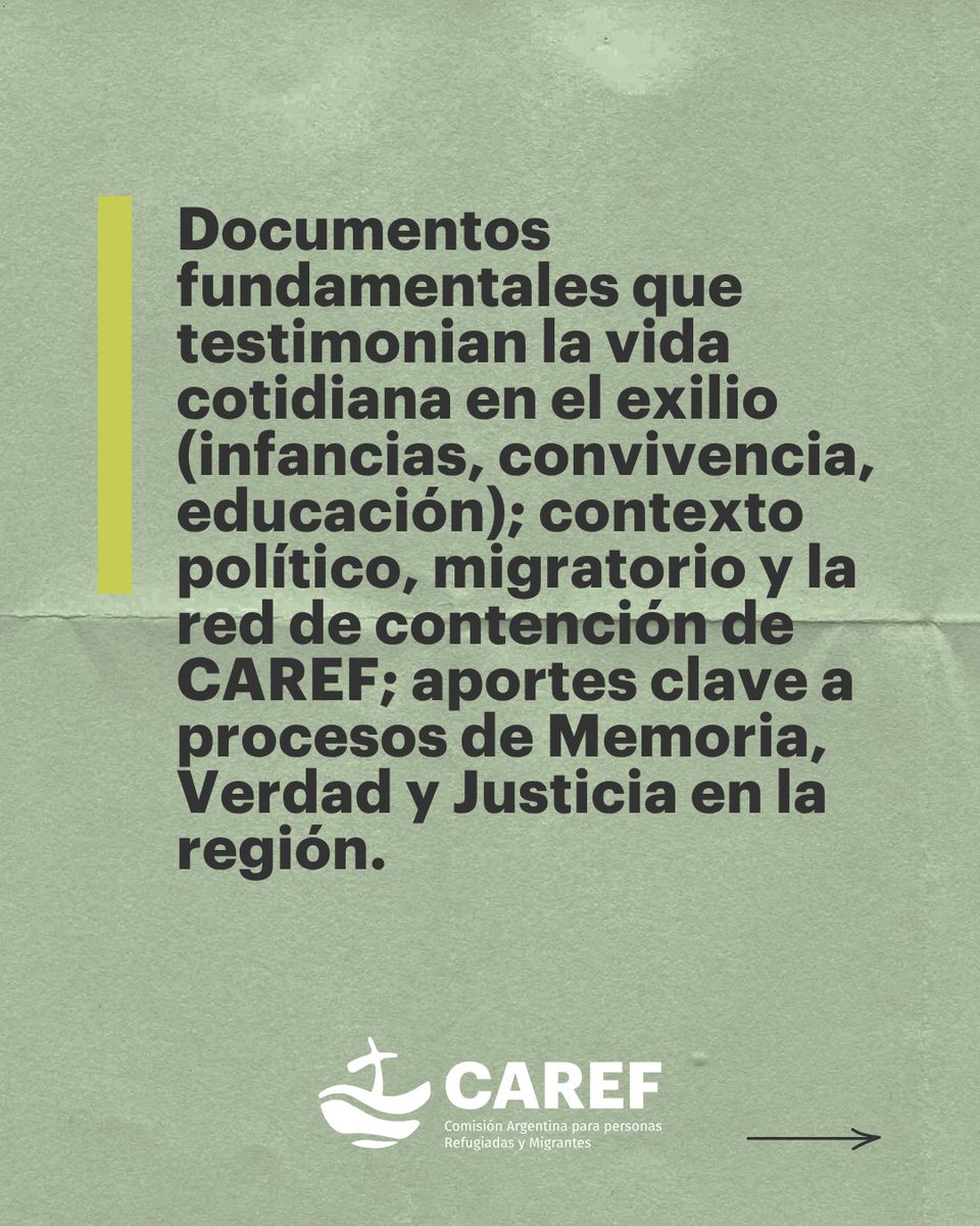CarefArgentina's tweet photo. ¡Gran noticia! 📣 El Archivo Histórico de CAREF fue seleccionado en Desempolvando Archivos 2026.
Un paso clave para dar acceso a documentos fundamentales de la década del 70 sobre el exilio en el Cono Sur y la construcción de Memoria, Verdad y Justicia. https://t.co/vMx32wTOTS