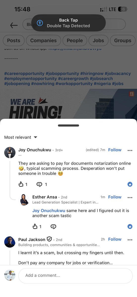 AwoniyiIsmail's tweet photo. Decided to do small research about Bloop inc Customer Service role after they asked for a notarized affidavit and put a third party link as a way to get it done. 

This is what LinkedIn people are saying, what do you guys think? https://t.co/cDvvnvQcdV