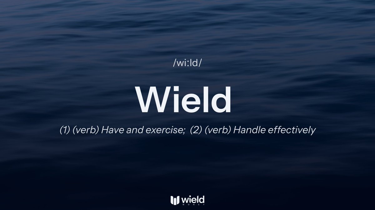 WieldMoney's tweet photo. The new brand better reflects what the product allows you to do.

Spend it.
Grow it.
Send it.
Trade it.
Wield it.

To wield is to use effectively. Wield Money allows you to take control of your finances and make them work for you onchain.