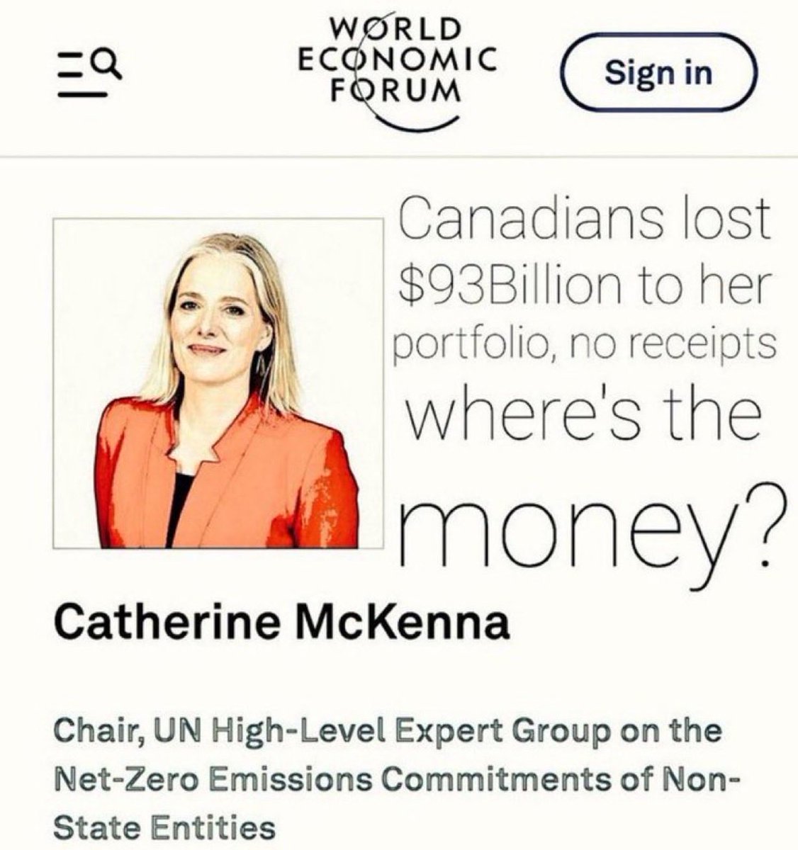 TheBuckYouWill's tweet photo. REMEMBER WHEN MCKENNA STOLE AT LEAST $93 BILLION FROM CANADIANS…

…and then just resigned, was given a fat position with the U.N., and then the media just didn’t report on it??

FUN TIMES!! 

(And she is still a free woman. She belongs in prison, not on her book tour.)