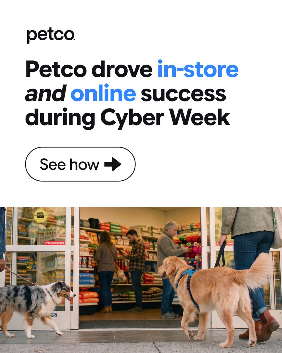 ThinkwithGoogle's tweet photo. Crowded social feeds? Here’s how to stand out and drive both clicks and foot traffic. 🐾

Petco and their agency partner Ovative found the answer by stepping outside the standard social media bubble. By embracing a visual-first approach with Demand Gen, they successfully bridged the gap between online inspiration and physical in-store action. 🛍️✨

Swipe through to see how they turned a holiday test into a core business strategy.

Read the full breakdown of their strategy here: https://t.co/8E6cteCyTC