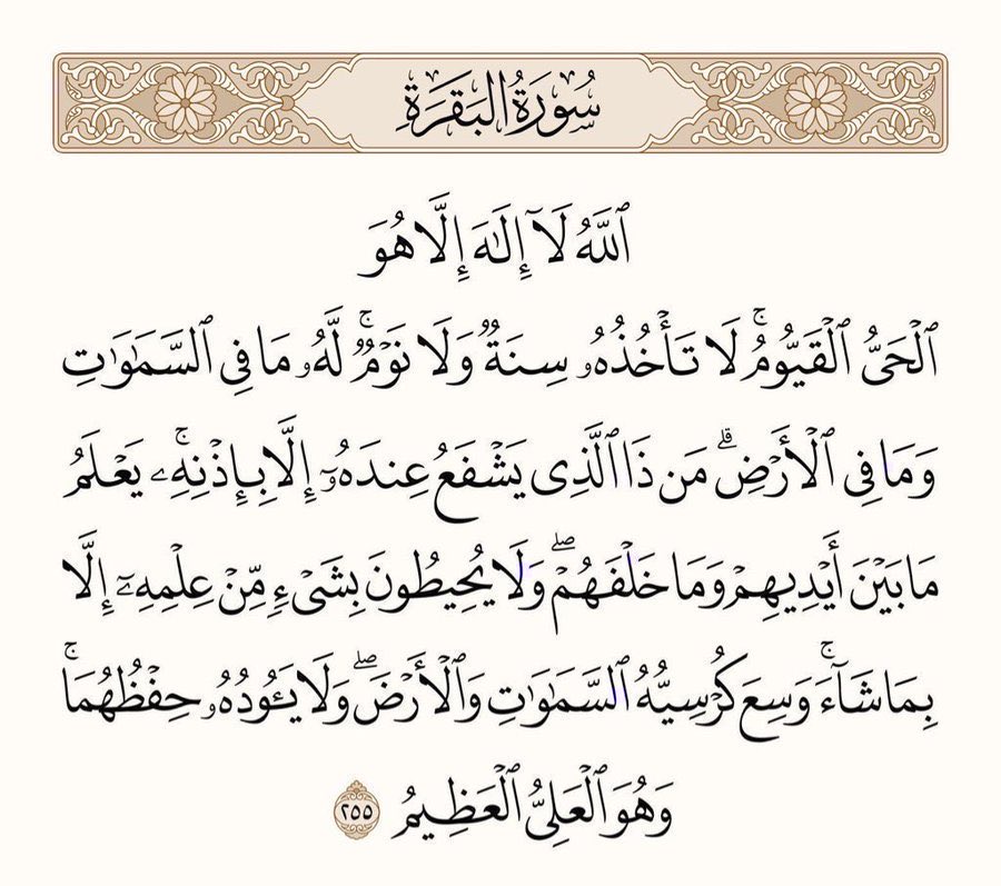 AyaahDuaa's tweet photo. لا تنسى آية الكرسي بعد الصلاة ..

قال ﷺ: "مَنْ قرأَ آيةً الكُرسِيِّ دُبُرَ كلِّ صلاةٍ مكتوبةٍ، لمْ يمنعْهُ من دُخُولِ الجنةَ إلَّا أنْ يمُوتَ". https://t.co/nvaLvPuUw9