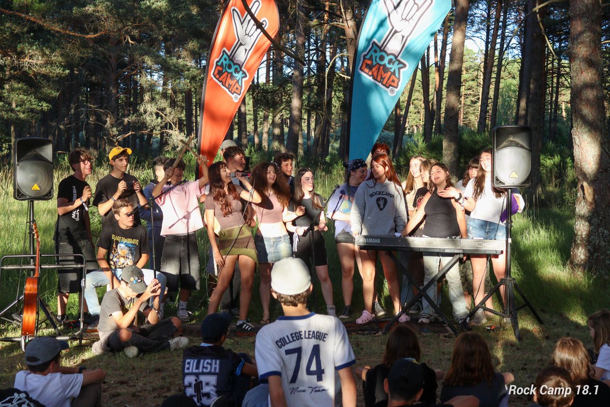 RockCampES's tweet photo. Es increíble el talento que desprendéis en cada turno. Lo vemos desde el primer día, en la naturalidad con la que os arrancais a cantar en mitad del pinar o en las ganas que le ponéis a cualquier actividad.
Si quieres vivirlo el próximo verano, https://t.co/1rl3zvesp0 #rockcamp https://t.co/DOwUxkeo8d