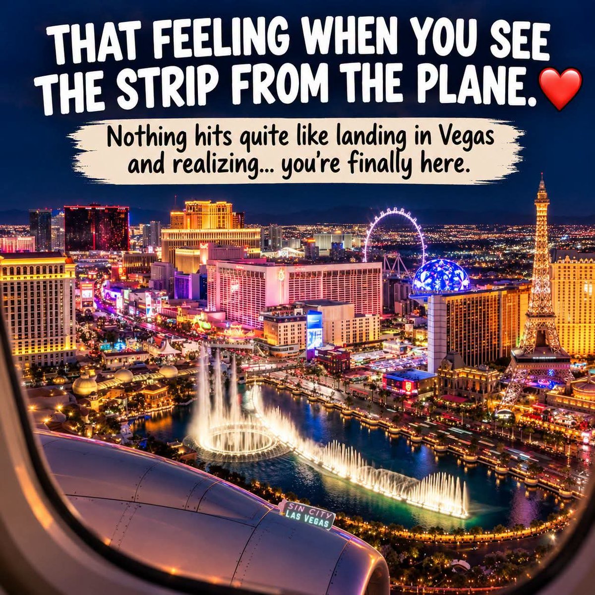 SCVegas's tweet photo. Nothing beats that feeling of finally being back in Vegas β€οΈ
#lasvegas #vegasvacation https://t.co/UGZdJ978qP