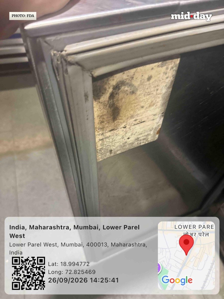 mid_day's tweet photo. The FDA Maharashtra suspended the food licence of Subway’s Lower Parel outlet after an inspection found a faulty, mouldy refrigerator, live cockroaches, foul smell and water accumulation.

The September 26 inspection also flagged poor sanitation, improper food storage, damaged premises and missing pest-control records. The action followed a complaint received through the AI portal.