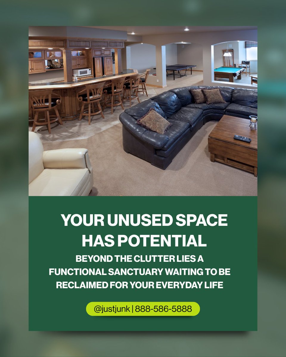 JUSTJUNKceo's tweet photo. Transform cluttered spaces into rooms you love. JUSTJUNK makes it easy to clear out the old and create space for new possibilities. #CreatingSpace #DeclutterYourLife #JunkRemoval https://t.co/FqHq7kZ2ti